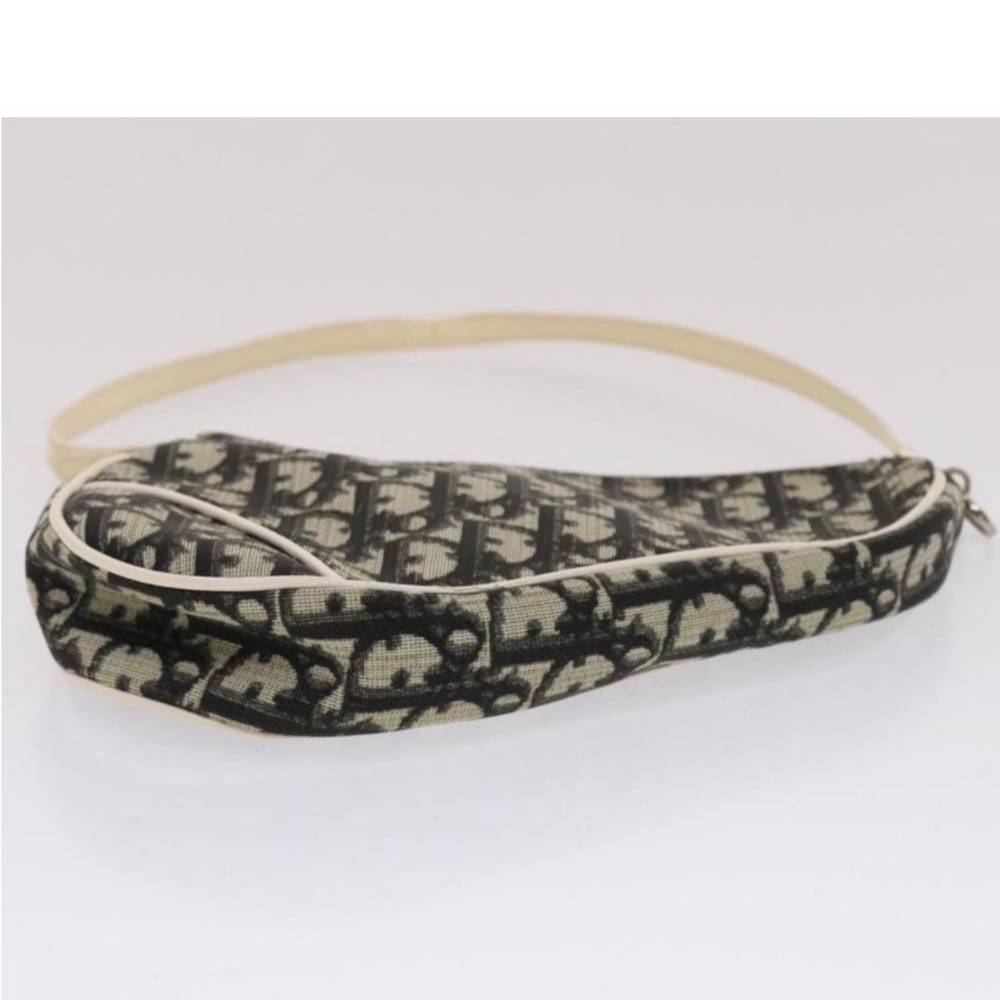 CHRISTIAN DIOR TROTTER Canvas Saddle Pouch Black/ White PREOWNED - Picture 5 of 16
